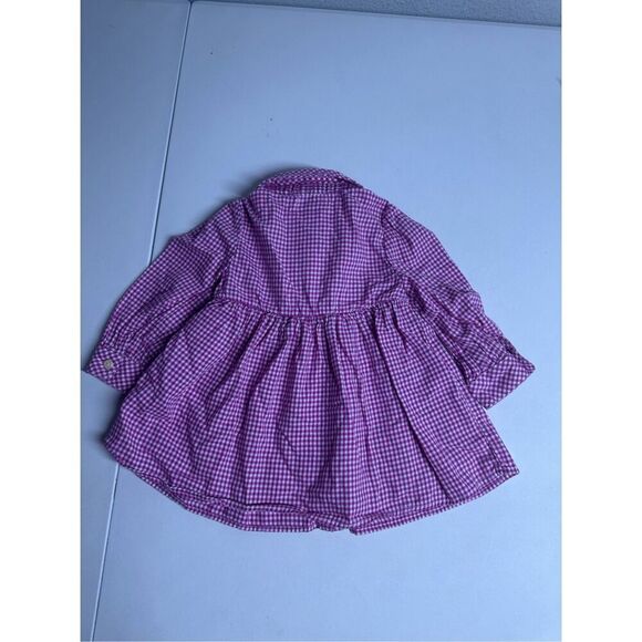 Baby Girl Ralph Lauren Striped Long Sleeve Button Up  Dress Size 9 Months Purple - Picture 5 of 6